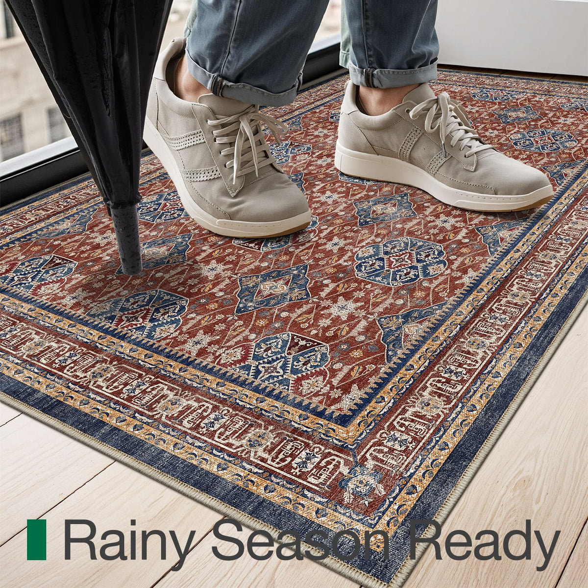 LUMI Washable Area Rug for Living Room Bedroom, Ultra Thin & Easy Clean
