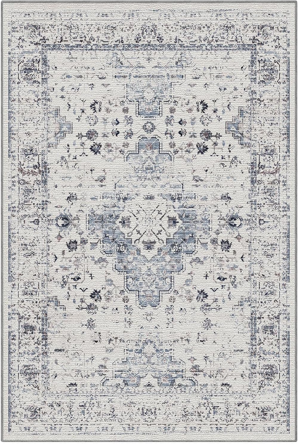 LUMI Washable Area Rug for Living Room Bedroom, Ultra Thin & Easy Clean