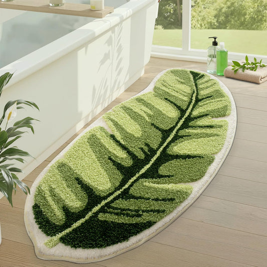 Cartoon Bath Mat Ample Palm Leaf