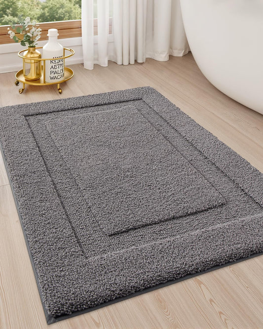 LUMI Ultra Soft Bathroom Rug, Non Slip Rubber Backing, Absorbent Washable Quick Dry, Premium Microfiber Plush, Dark Grey, for Bathtub/Shower Floor