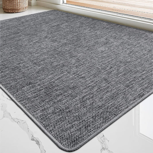 LUMI Ultra Thin Entryway Door Mat, Low Profile Non Slip Rubber Backing, Easy Clean, Dark Grey, for Indoor/Patio