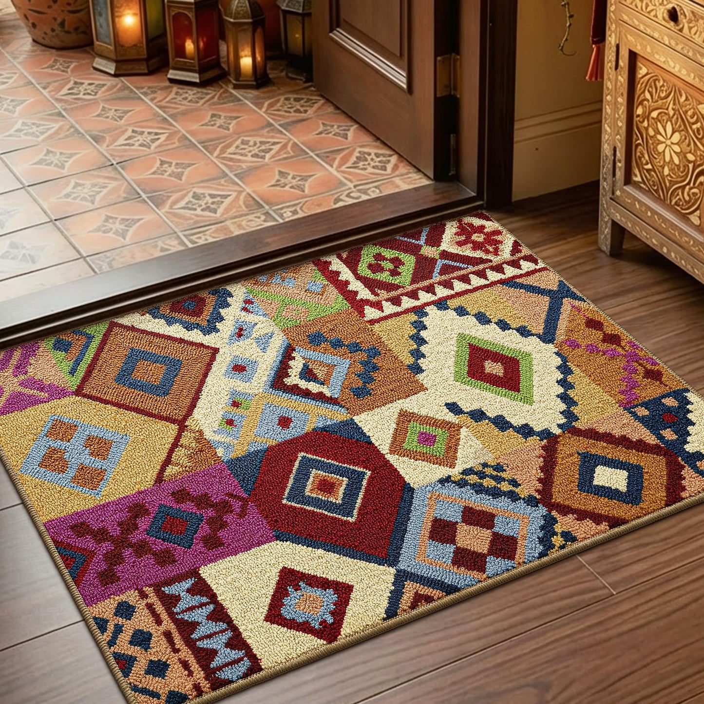 LUMI Indoor Door Mat 24x36, Non-Slip Durable Rubber Backing Washable