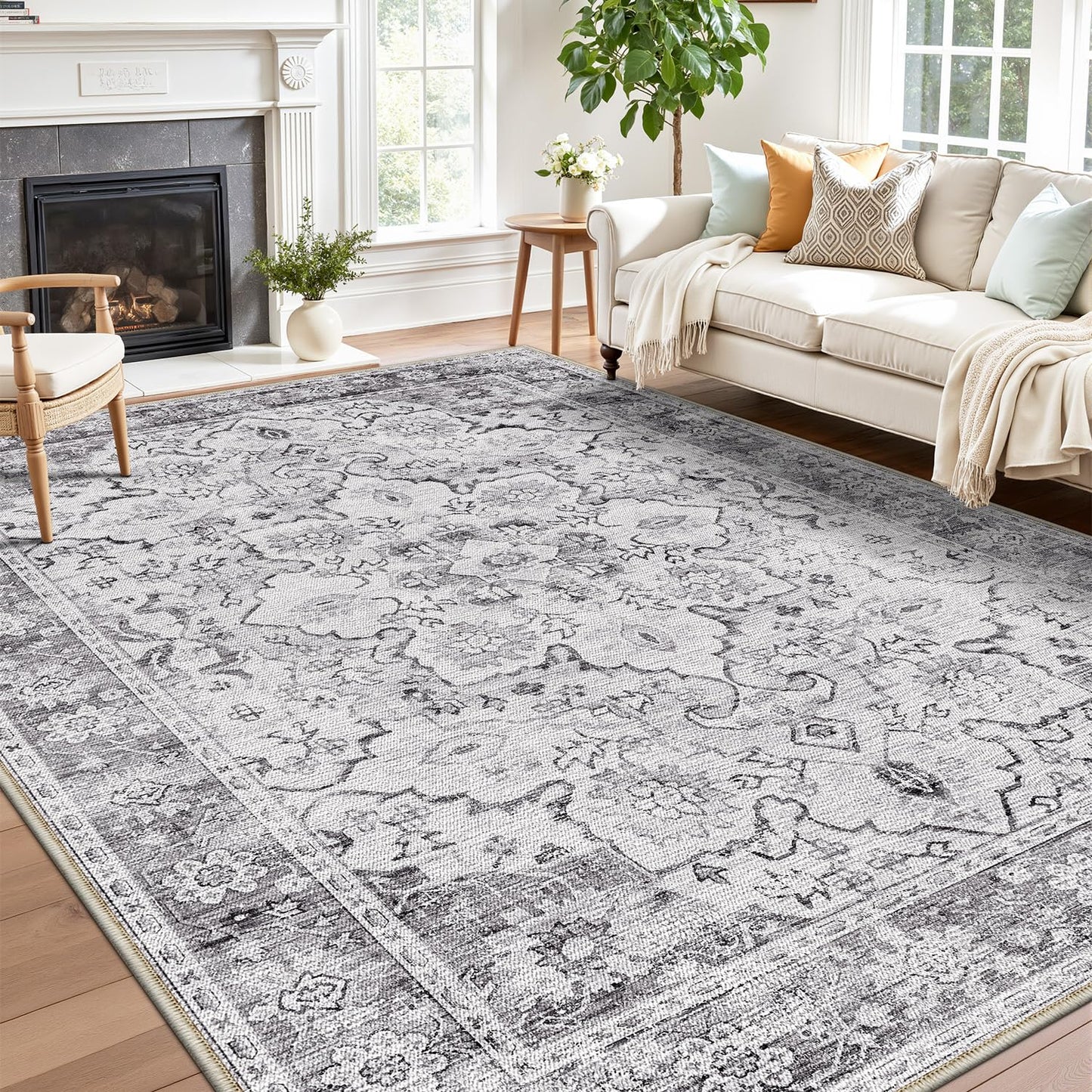 LUMI Washable Area Rug for Living Room Bedroom, Ultra Thin & Easy Clean