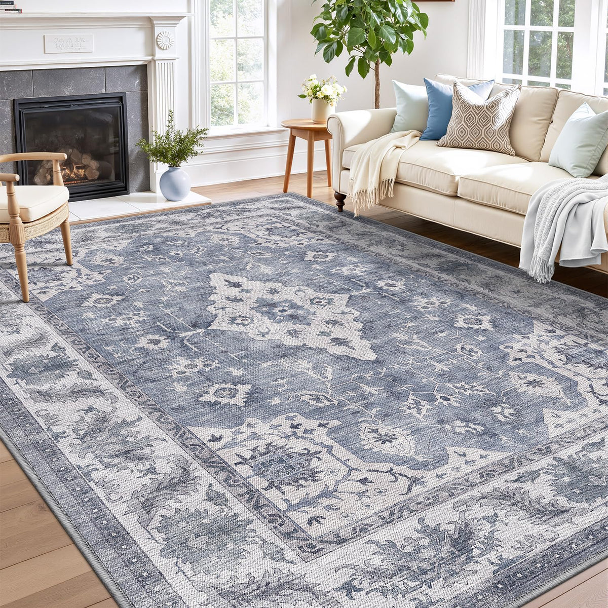 LUMI Washable Area Rug for Living Room Bedroom, Ultra Thin & Easy Clean