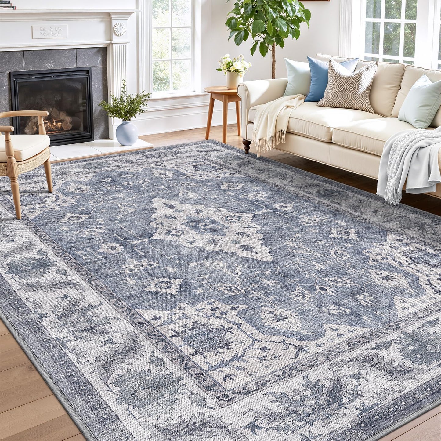 LUMI Washable Area Rug for Living Room Bedroom, Ultra Thin & Easy Clean