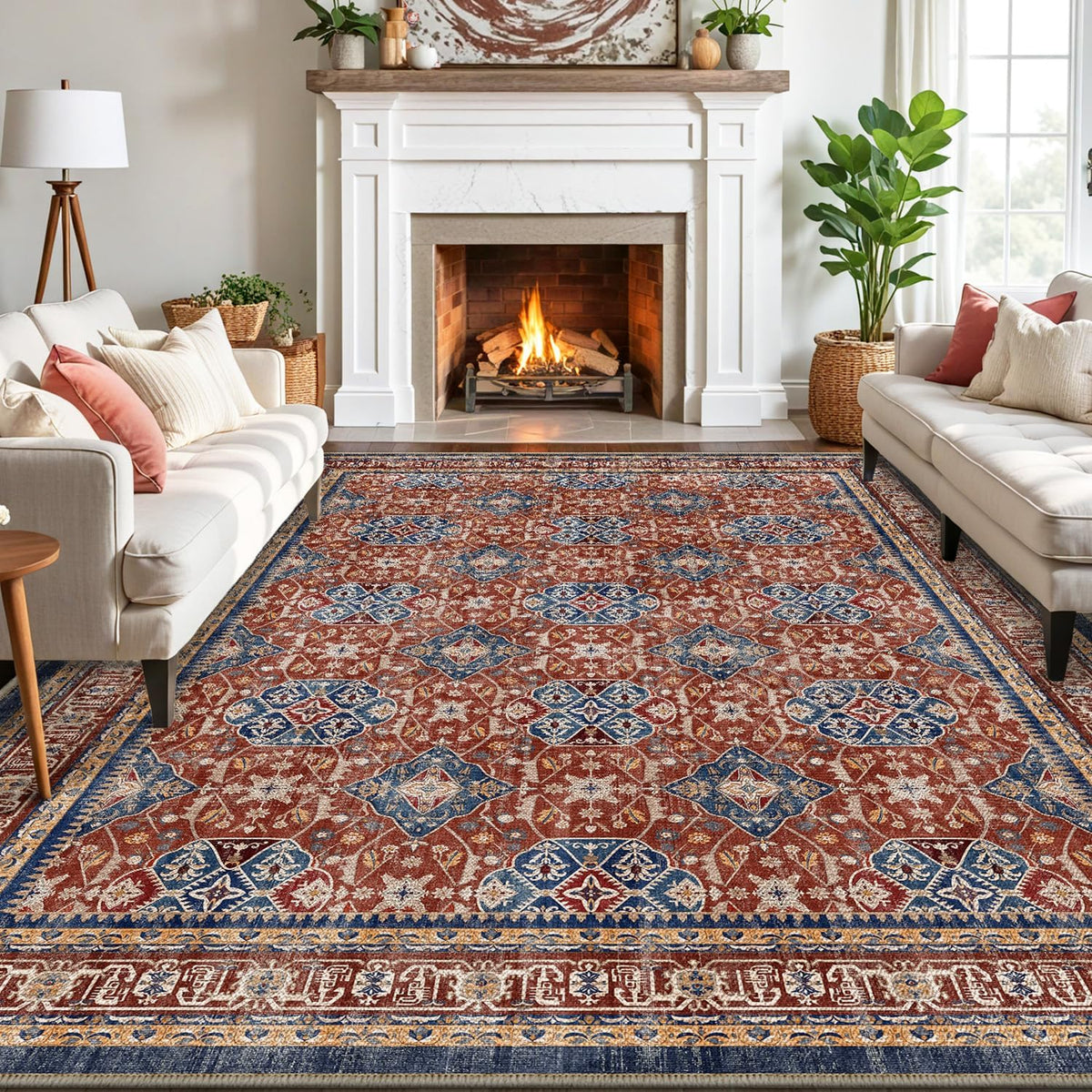 LUMI Washable Area Rug 5x8/8x10 for Living Room, Ultra Soft Stain Resistant Carpet with Non Slip Rubber Backing, Non-Shedding Low Pile Rugs for Bedroom, Dining Room, Indoor, Office