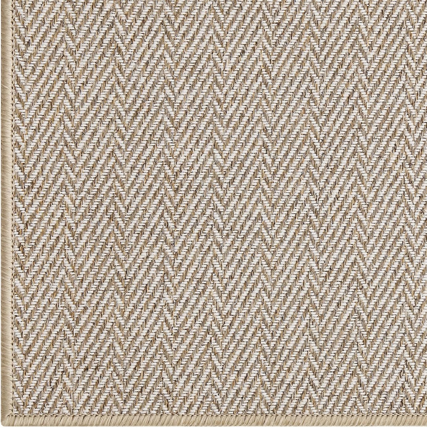 LUMI Ultra Thin Indoor Door Mat, Non Slip Entryway Mat, Low Profile Doormat, Unique Herringbone Design Carpet for Inside, Patio, Porch, Beige