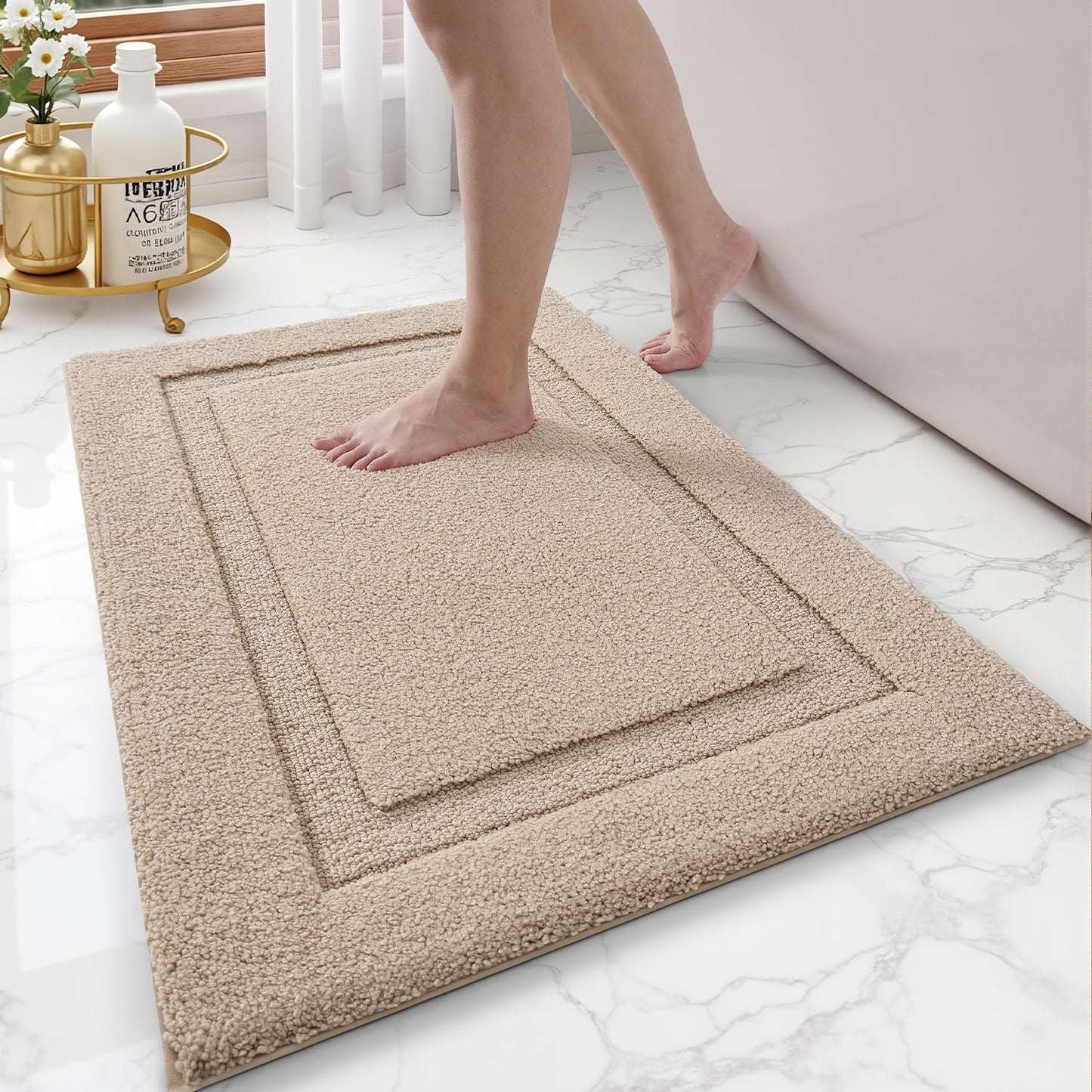 Ultra Soft Bathroom Rugs Poseidon Series - 17’’ x 30’’ / Beige