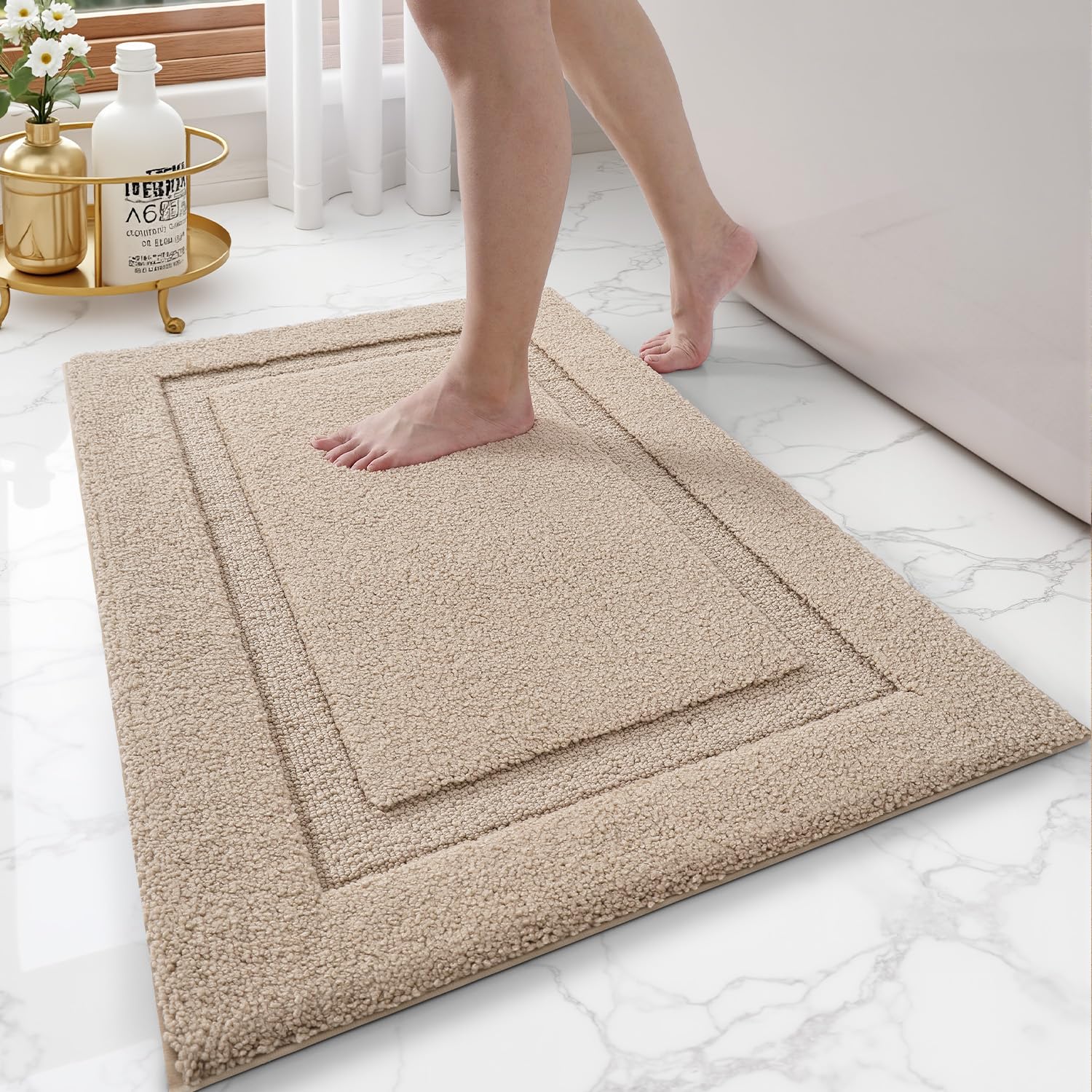 Ultra Soft Bathroom Rugs Poseidon Series - 17’’ x 30’’ / Beige