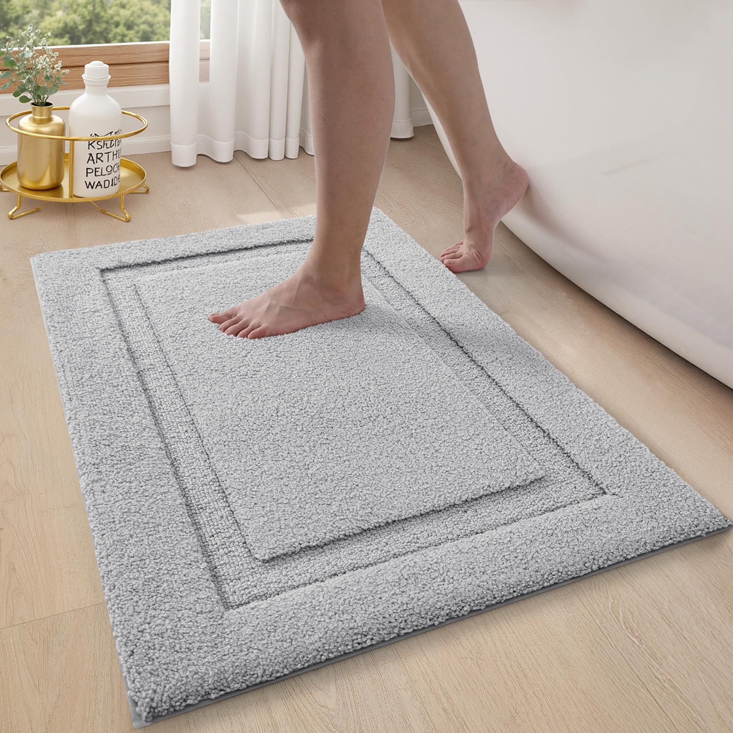 Ultra Soft Bathroom Rugs Poseidon Series - 17’’ x 30’’ / Grey