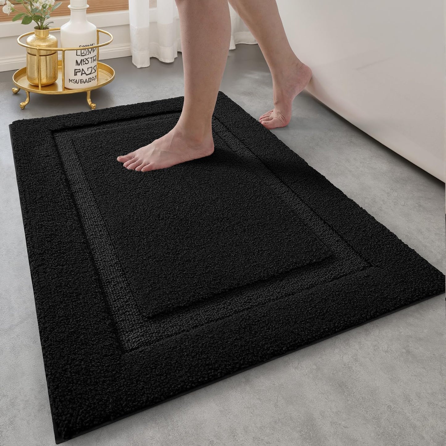 Ultra Soft Bathroom Rugs Poseidon Series - 24’’ x 36’’ / Black