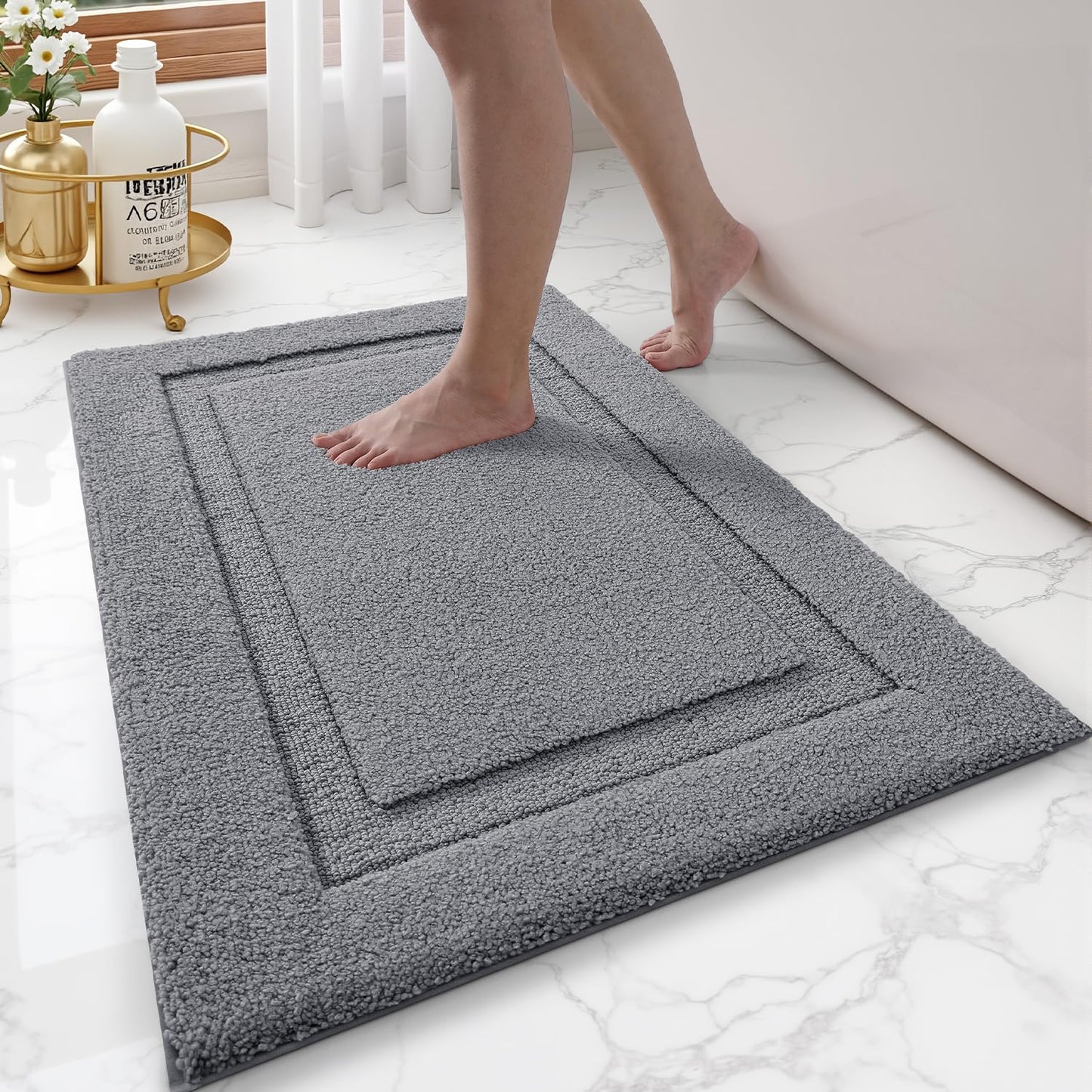 Ultra Soft Bathroom Rugs Poseidon Series - 24’’ x 36’’ / Dark Grey