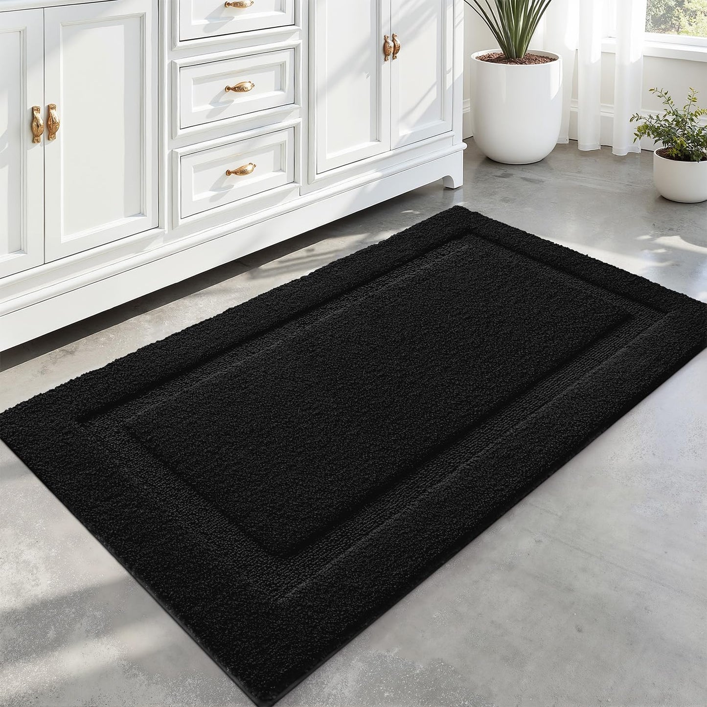 Ultra Soft Bathroom Rugs Poseidon Series - 24’’ x 43’’ / Black