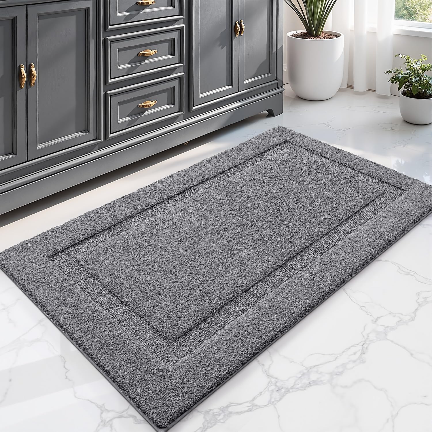 Ultra Soft Bathroom Rugs Poseidon Series - 24’’ x 43’’ / Dark Grey