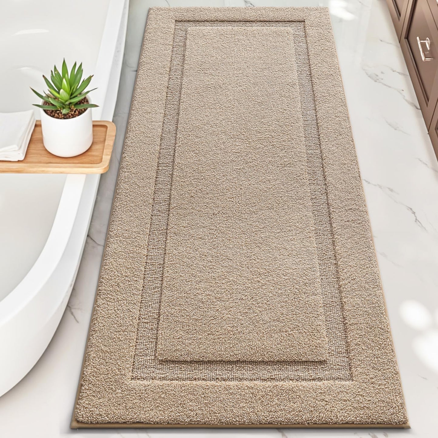 Ultra Soft Bathroom Rugs Poseidon Series - 24’’ x 60’’ / Beige