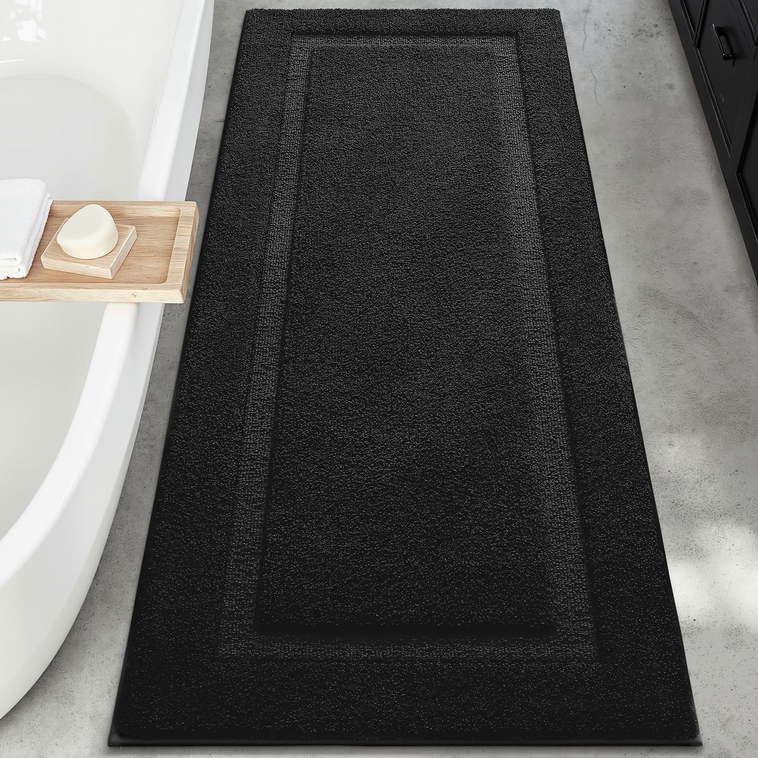 Ultra Soft Bathroom Rugs Poseidon Series - 24’’ x 60’’ / Black
