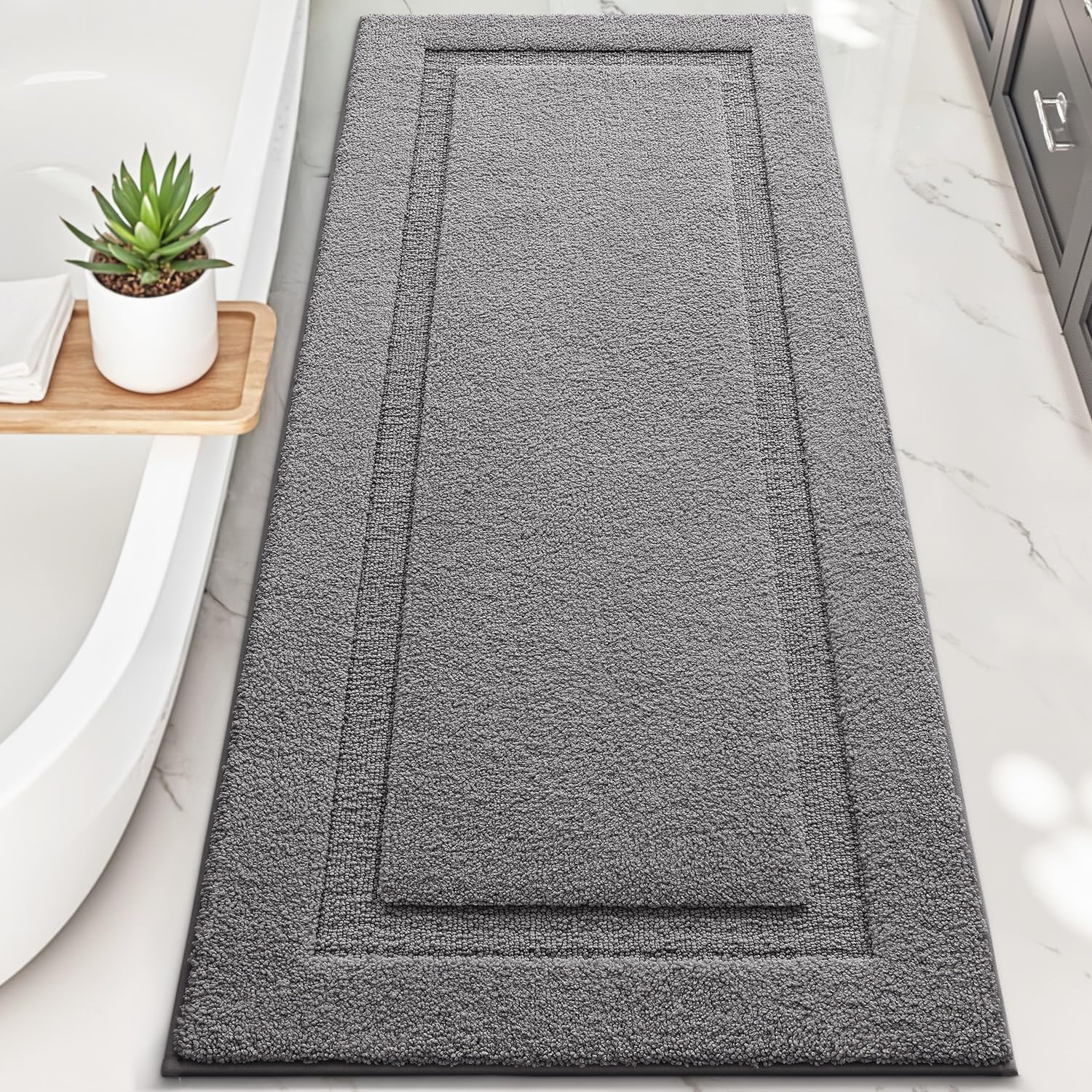 Ultra Soft Bathroom Rugs Poseidon Series - 24’’ x 60’’ / Dark Grey