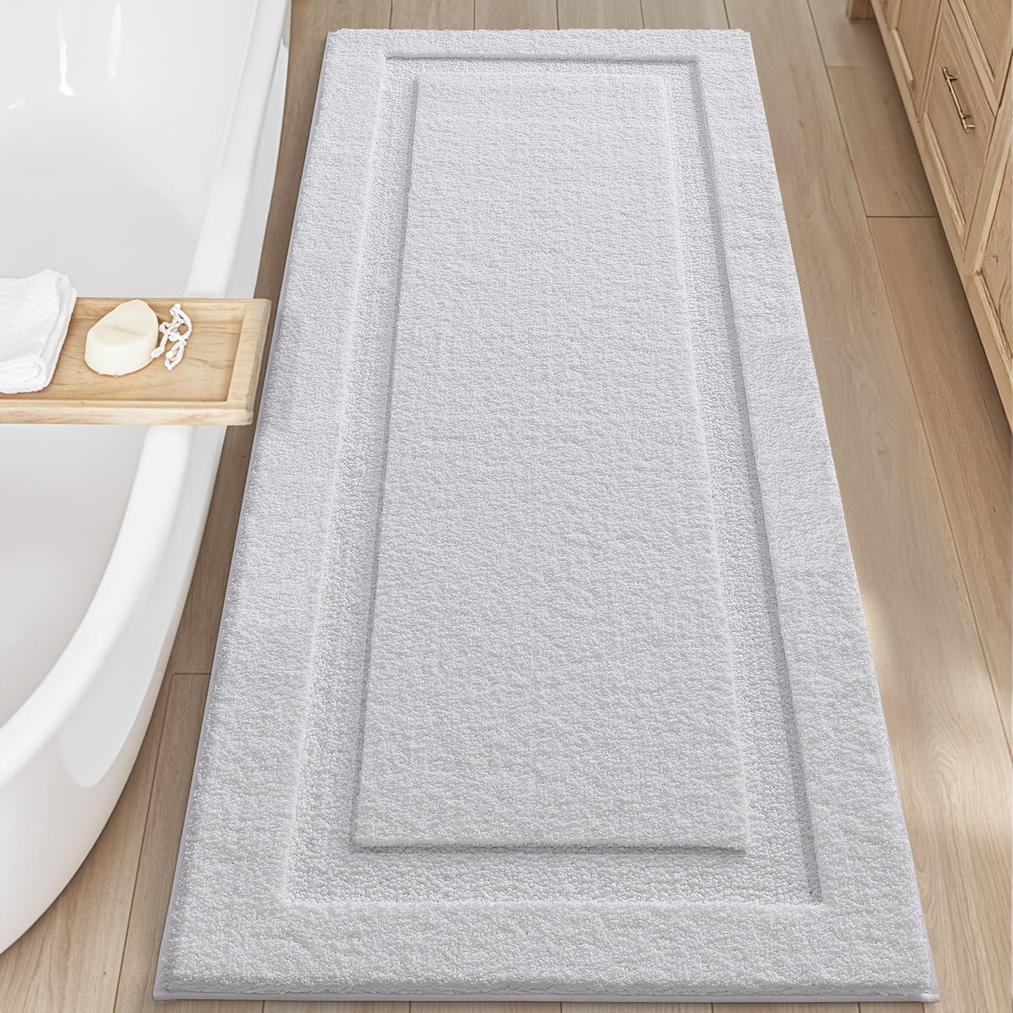 Ultra Soft Bathroom Rugs Poseidon Series - 24’’ x 60’’ / White